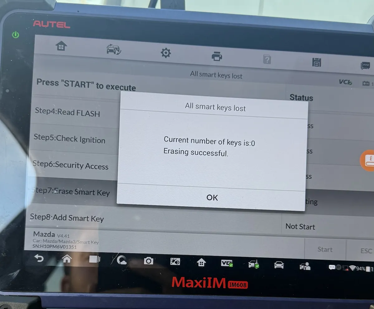 New Mazda smart key programmed at the car