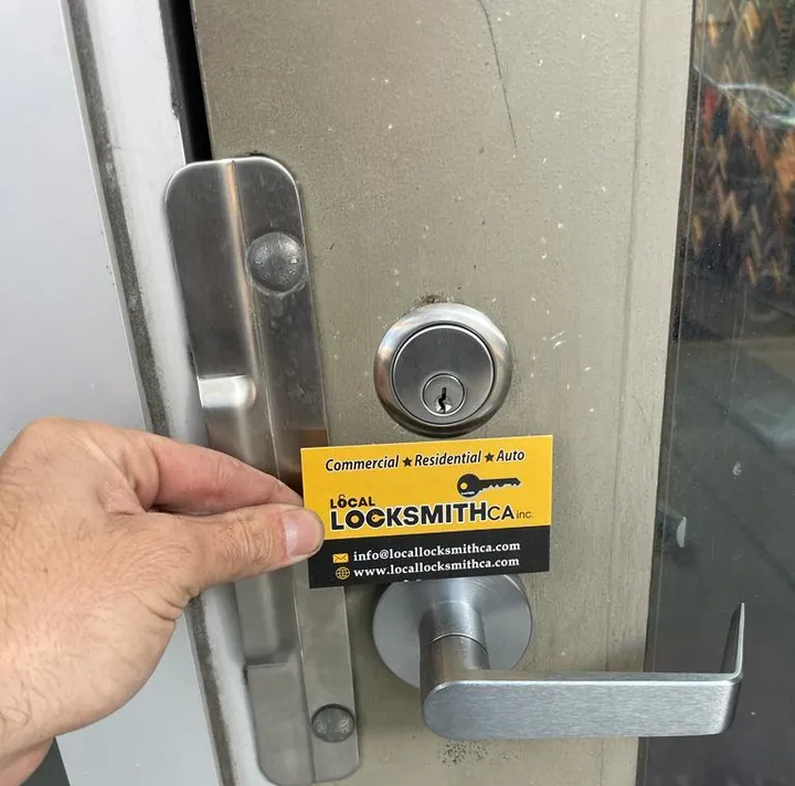Commercial lever lock on a storefront door