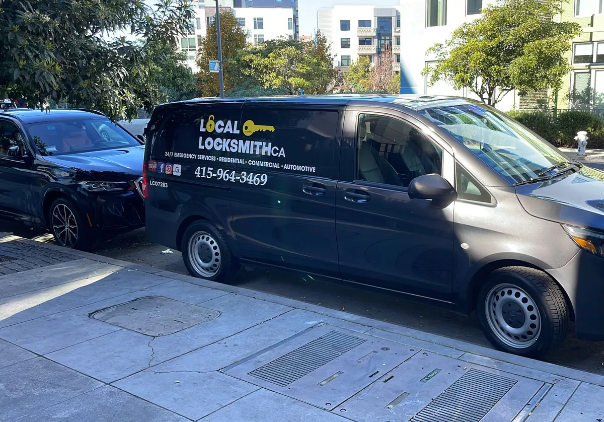 Local Locksmith CA van parked at a meter on a San Francisco street